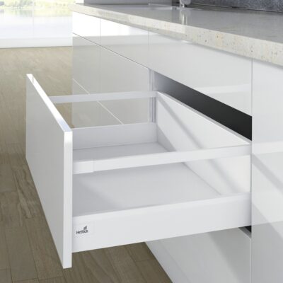 Hettich ArciTech Pot-and-Pan Drawer Set with Gallery Rails (White)