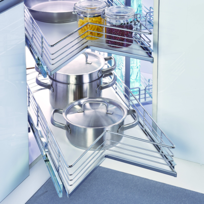 Deluxe Lazy Susan Chrome Corner - Solid Base